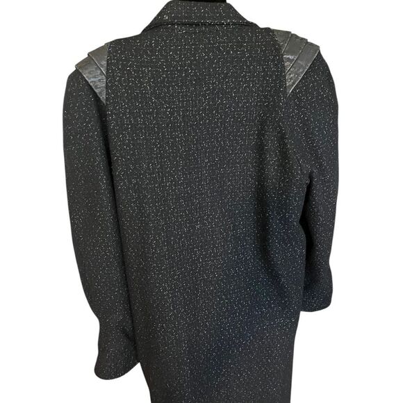 David Benjamin Pure Wool Vintage Leather Trim Long Button Up Coat - Picture 9 of 13